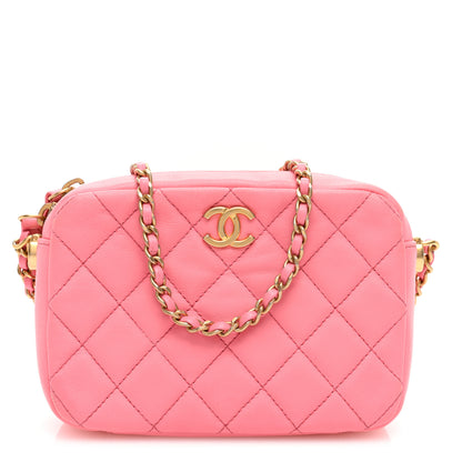 Chanel Lambskin Quilted CC Pearl Crush Camera Case Pink 1 of 10