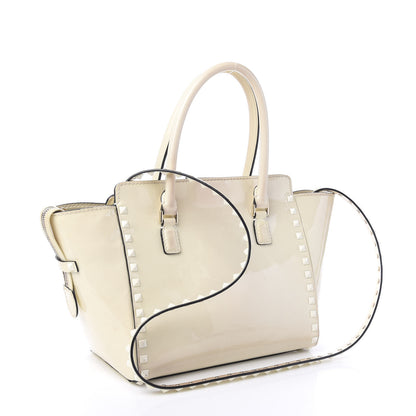 Valentino Garavani Patent Small Rockstud Double Handle Tote Ivory 2 of 8