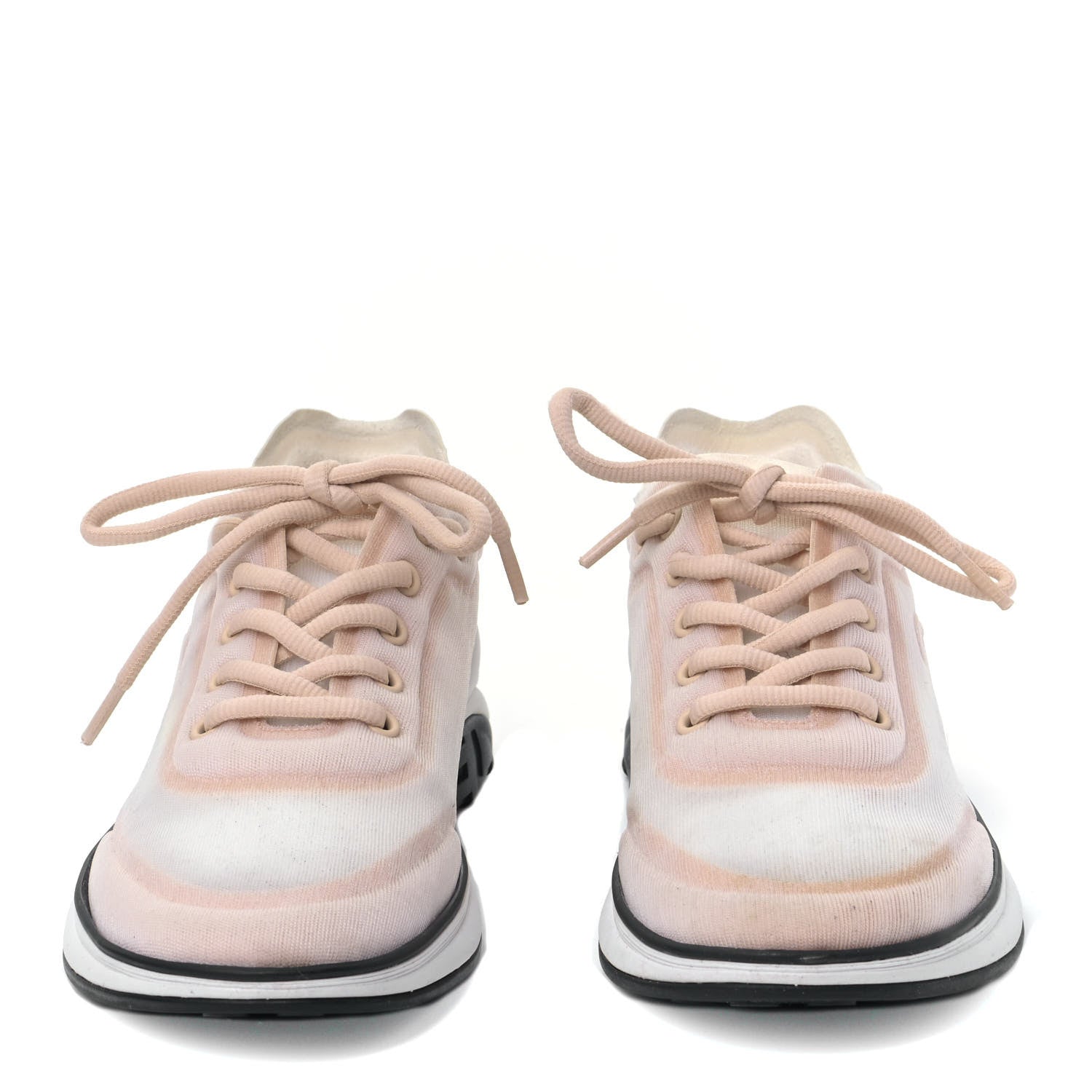 Chanel Lycra Fabric CC Sneakers 37.5 White Beige 4 of 10