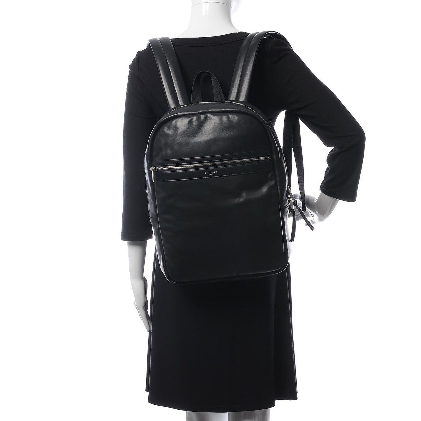 Lambskin Canvas City Laptop Backpack Black