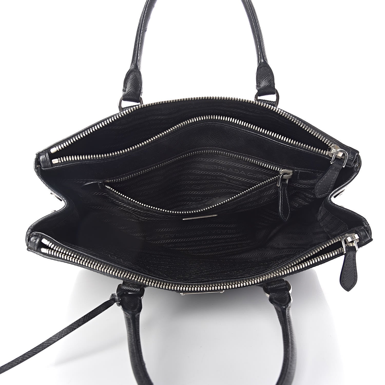 Prada Saffiano Small Galleria Double Zip Tote Black 5 of 16
