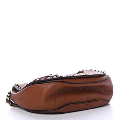 Valentino Garavani Pebbled Calfskin Rockstud Saddle Bag Saddle Brown 3 of 4