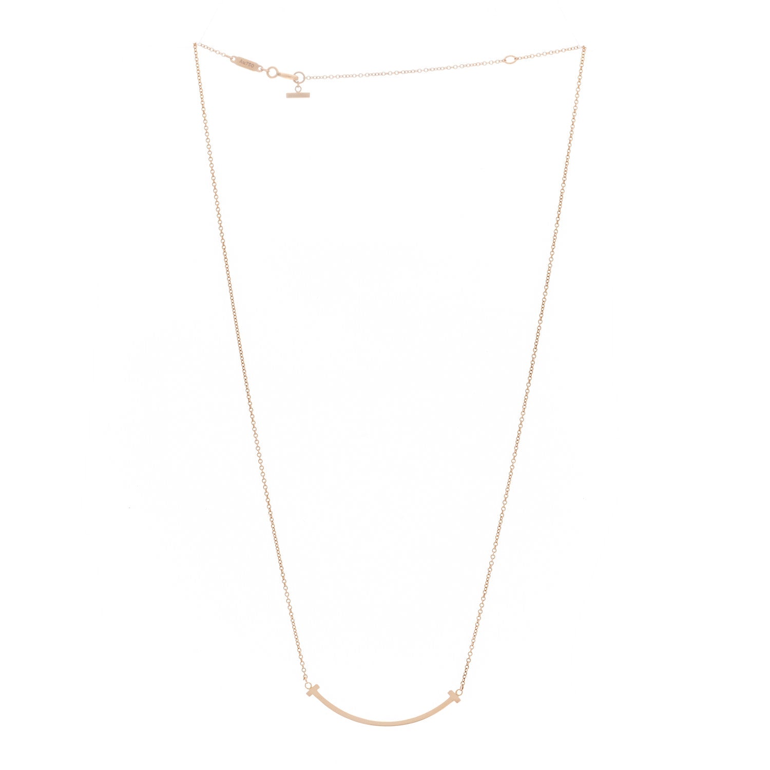 Tiffany 18K Rose Gold Small T Smile Pendant Necklace 3 of 5