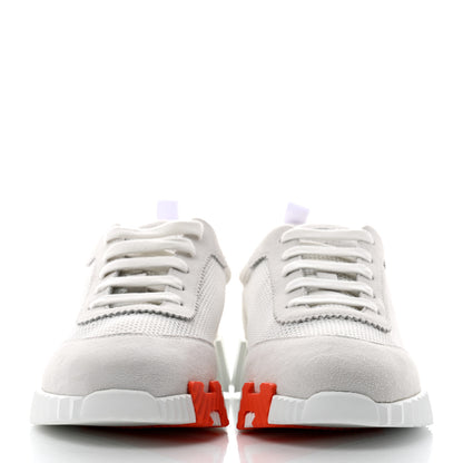 Hermes Air Mesh Suede Goatskin Bouncing Sneakers 38 White Orange Pink 2 of 8