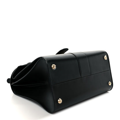 Delvaux Box Calfskin MM Brillant Pocket Satchel Black Red 6 of 12