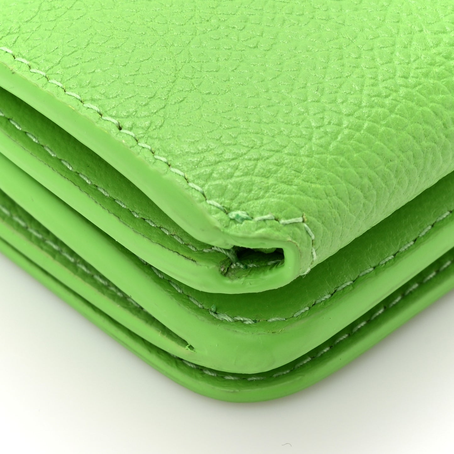 Calfskin Logo Everyday Mini Wallet Green Pink