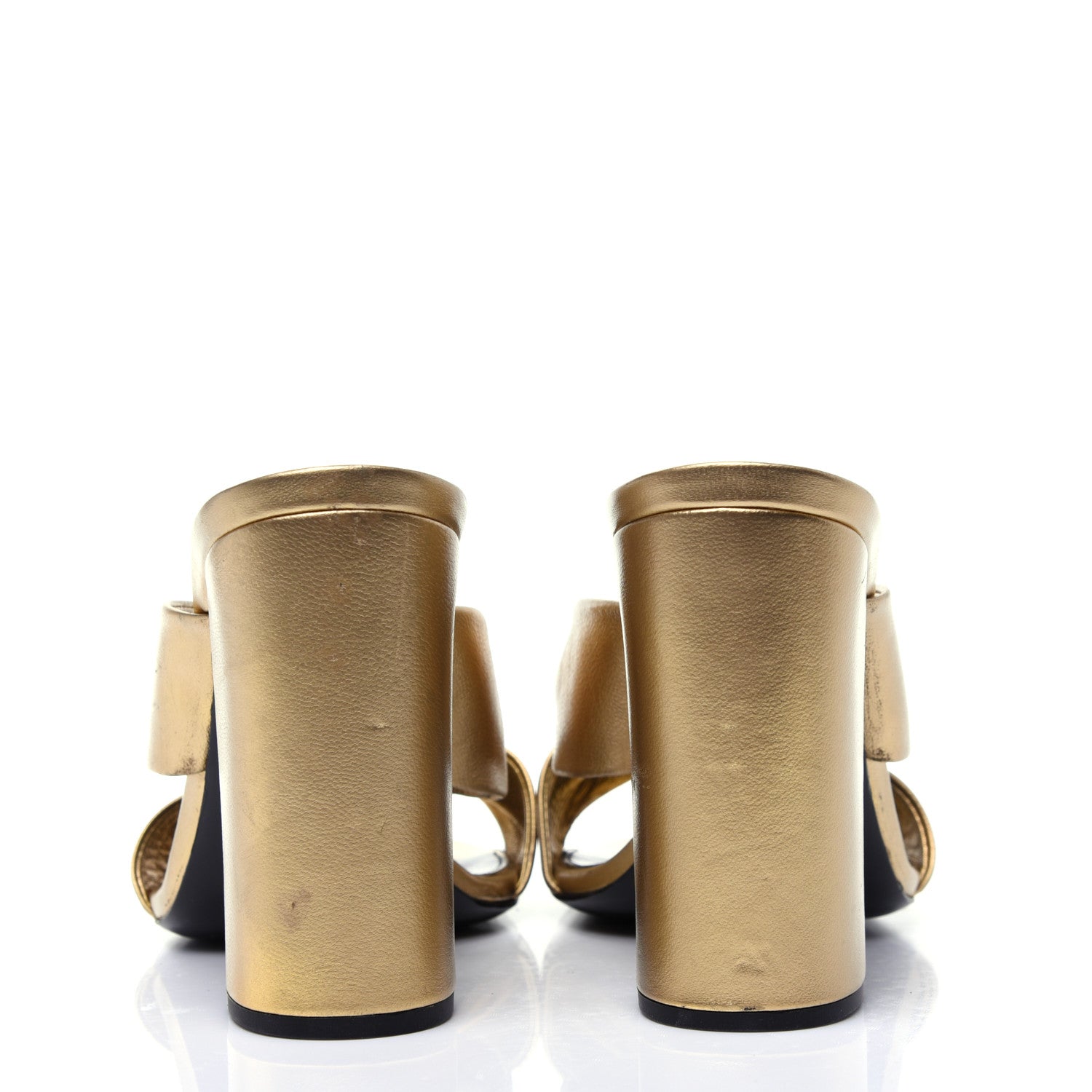 Saint Laurent Metallic Calfskin Bianca Knotted Mule Sandals 37.5 Gold 4 of 11
