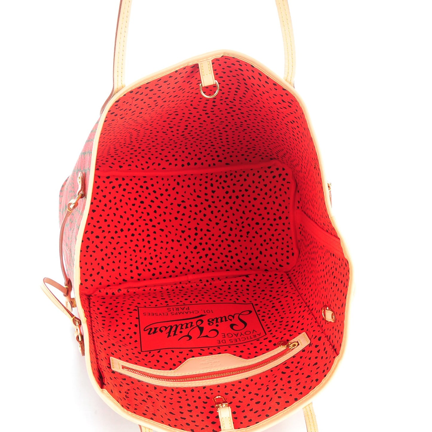 Monogram Kusama Waves Neverfull MM Red