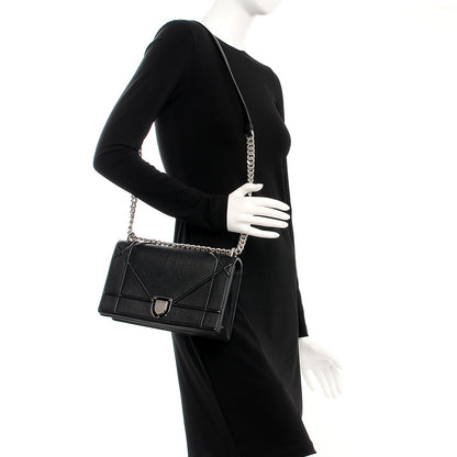 Christian Dior Grained Calfskin Medium Diorama Flap Bag Black 2 of 12