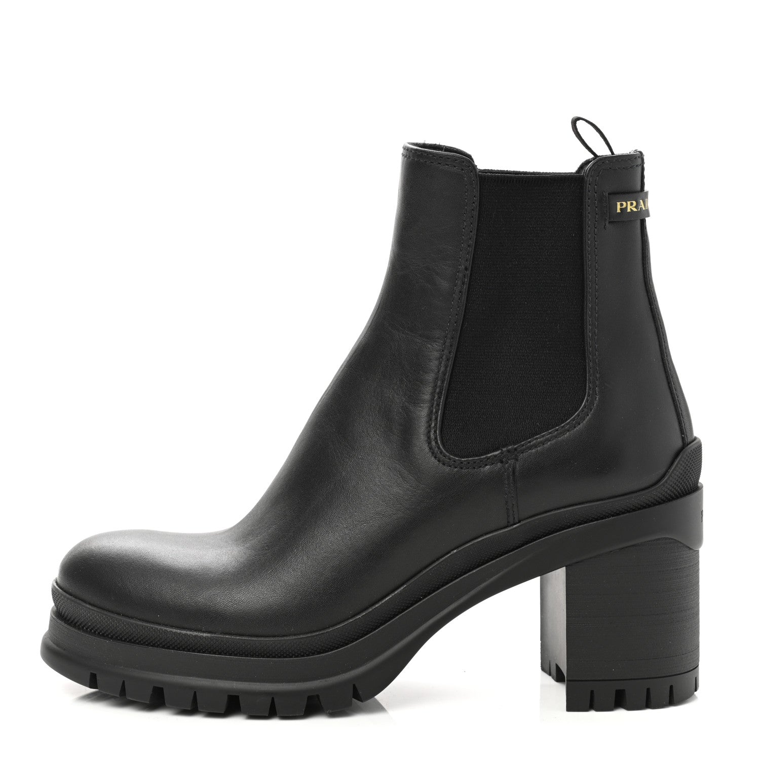 Prada Vitello Montana Lug Sole Chelsea 55mm Boots 37 Black 1 of 8