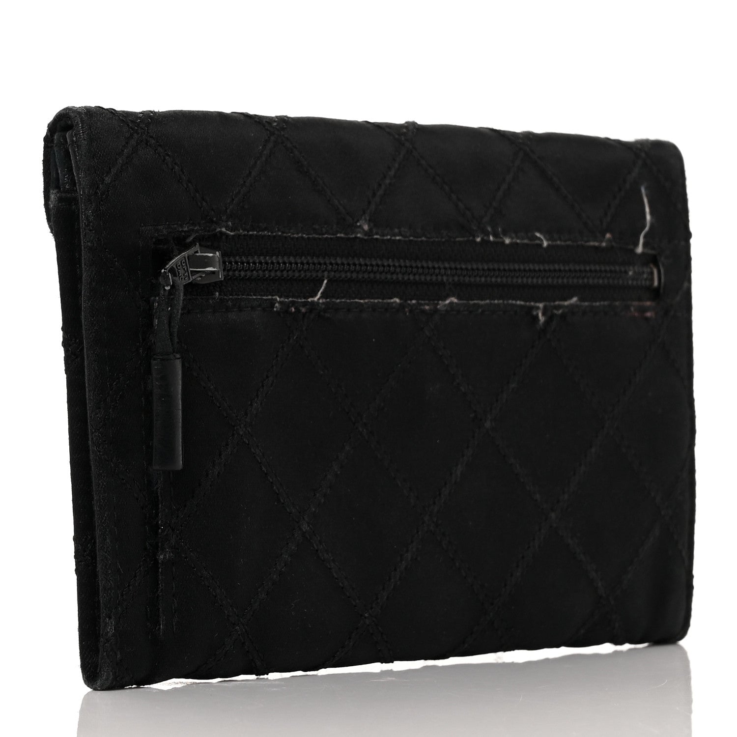 Chanel Satin Stitched Flap Card Case Black 3 of 10