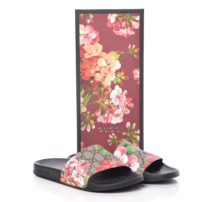 Gucci GG Supreme Monogram Blooms Slide Sandals 37 Beige Multicolor 7 of 7