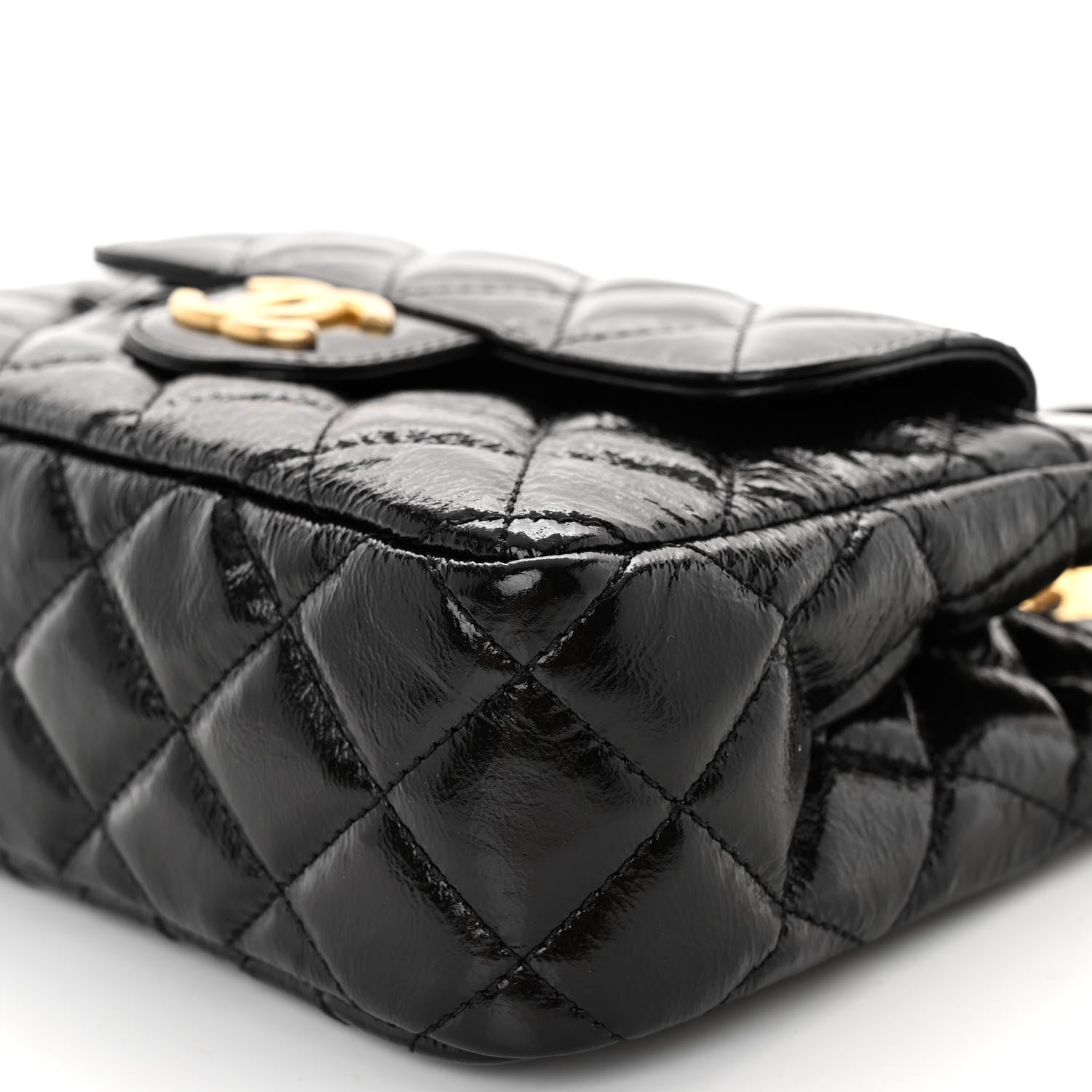 Chanel Shiny Crumpled Calfskin Quilted Small Wavy CC Hobo Black 9 of 10