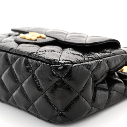 Chanel Shiny Crumpled Calfskin Quilted Small Wavy CC Hobo Black 9 of 10