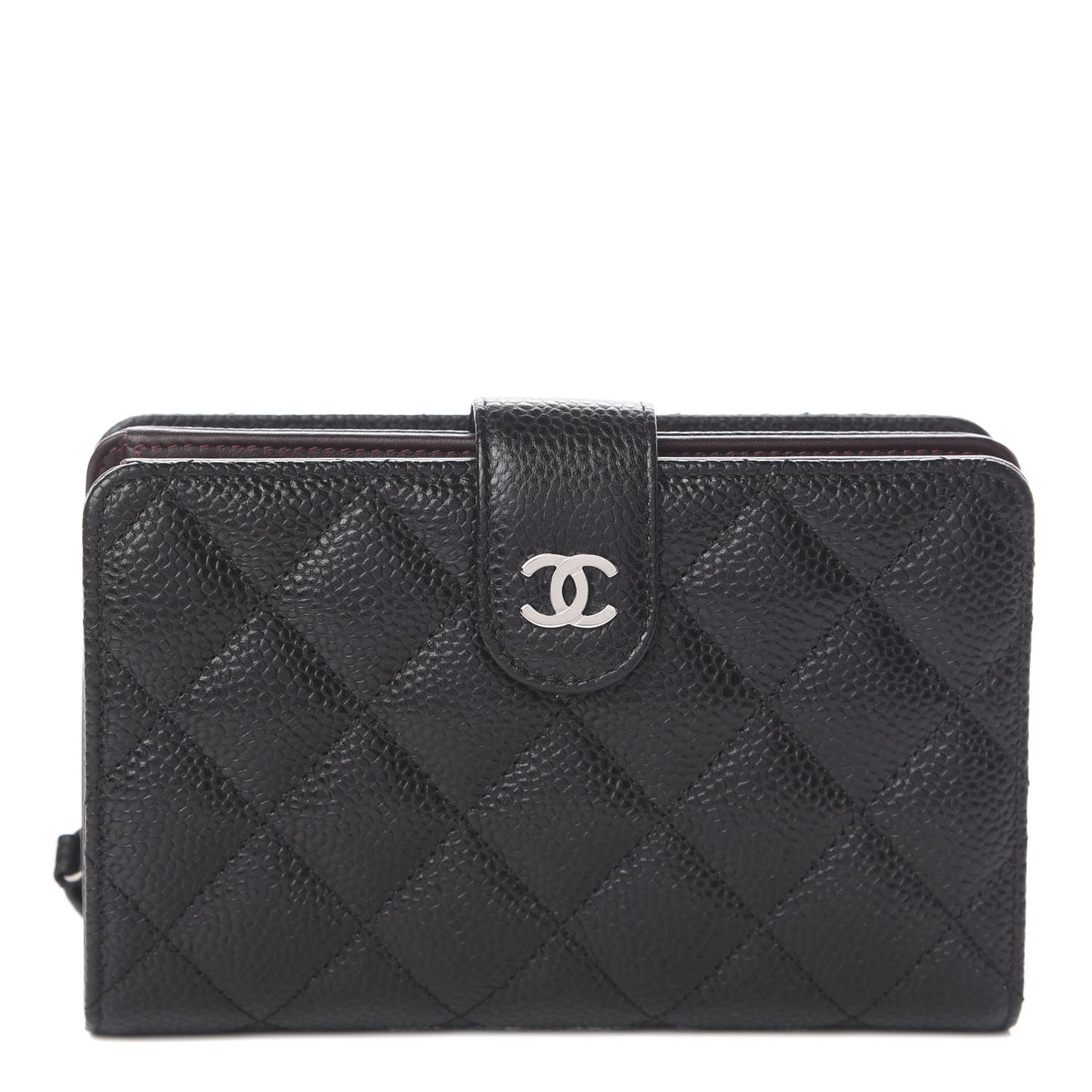 Caviar Quilted Zipped Pocket Wallet Black
