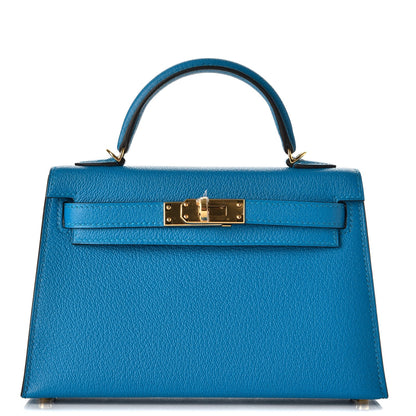 Hermes Chevre Mysore Mini Kelly Sellier 20 Bleu Zanzibar 1 of 29