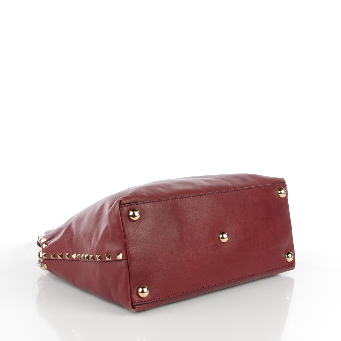 Vitello Rockstud Dome Satchel Red