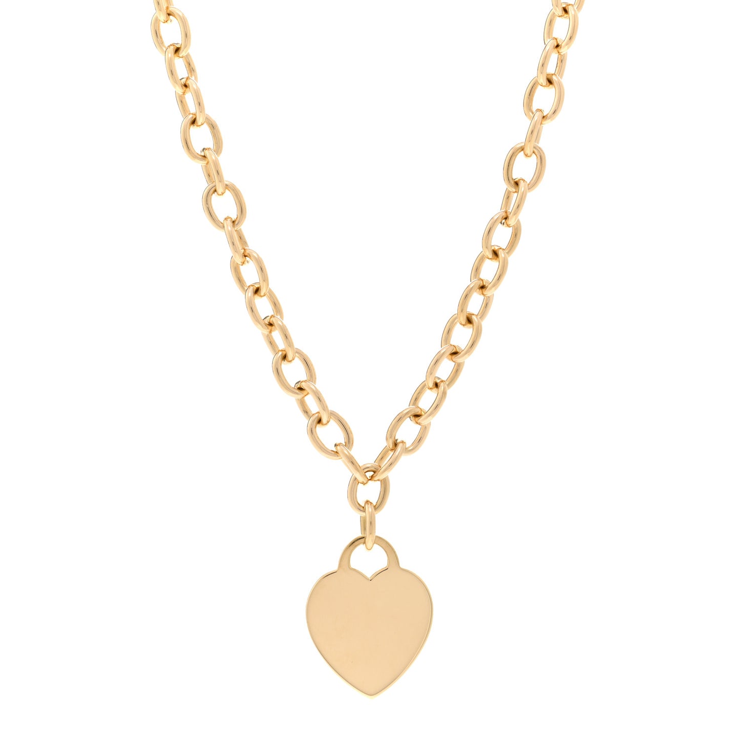 18K Yellow Gold Heart Tag Necklace