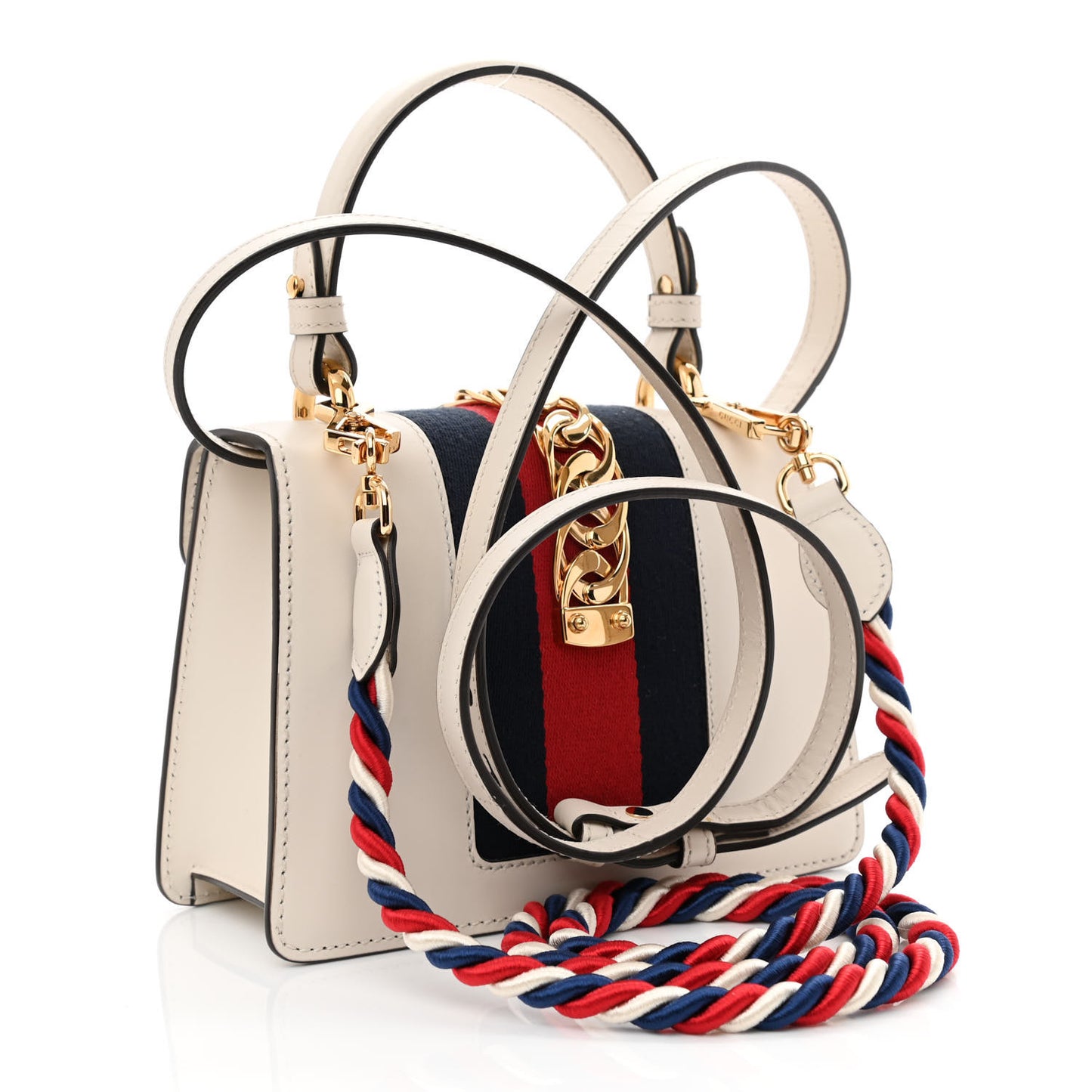 Calfskin Mini Sylvie Top Handle Bag White