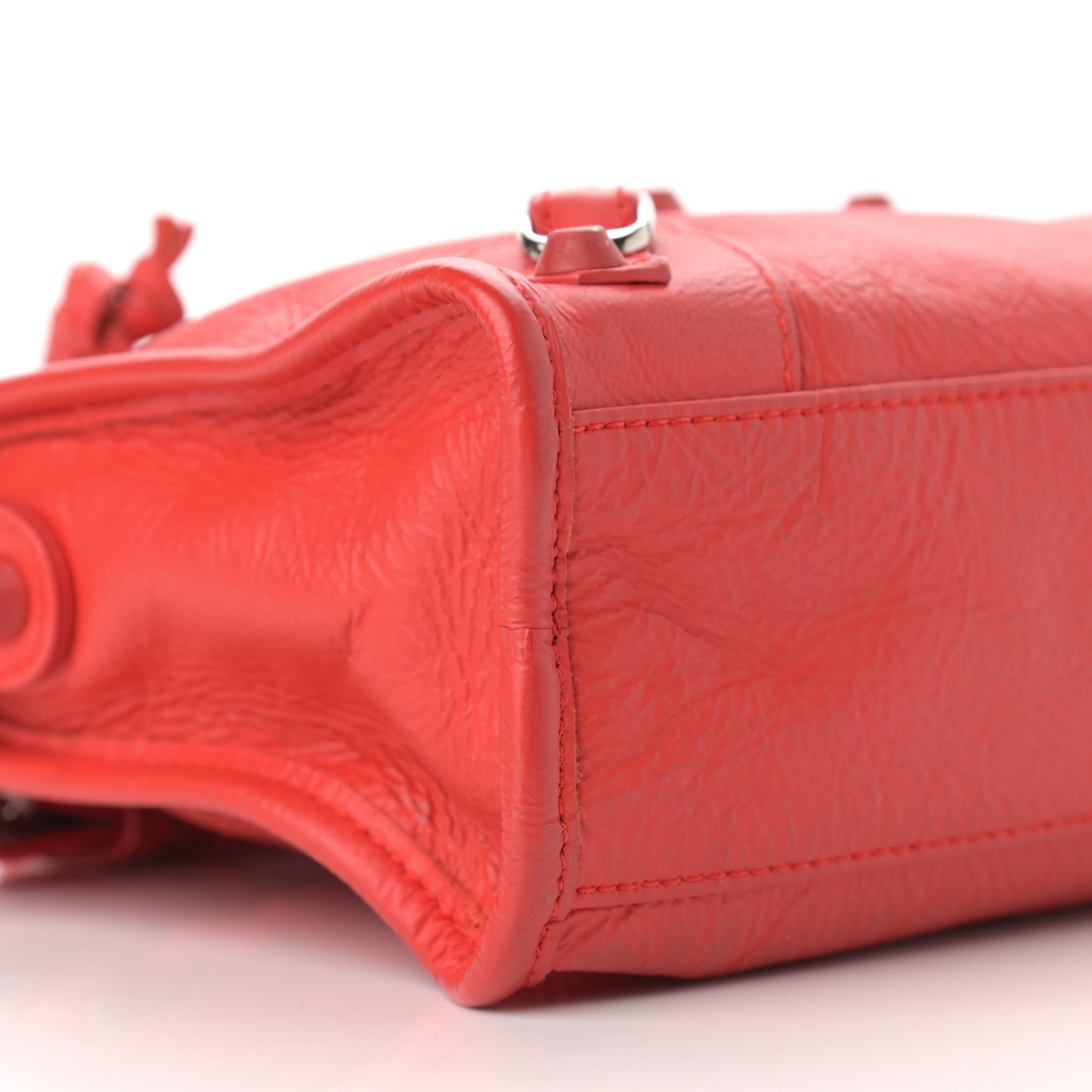 Matte Goatskin Rubber Covered Classic Hardware Mini City Rouge Coquelicot Rouge Braise