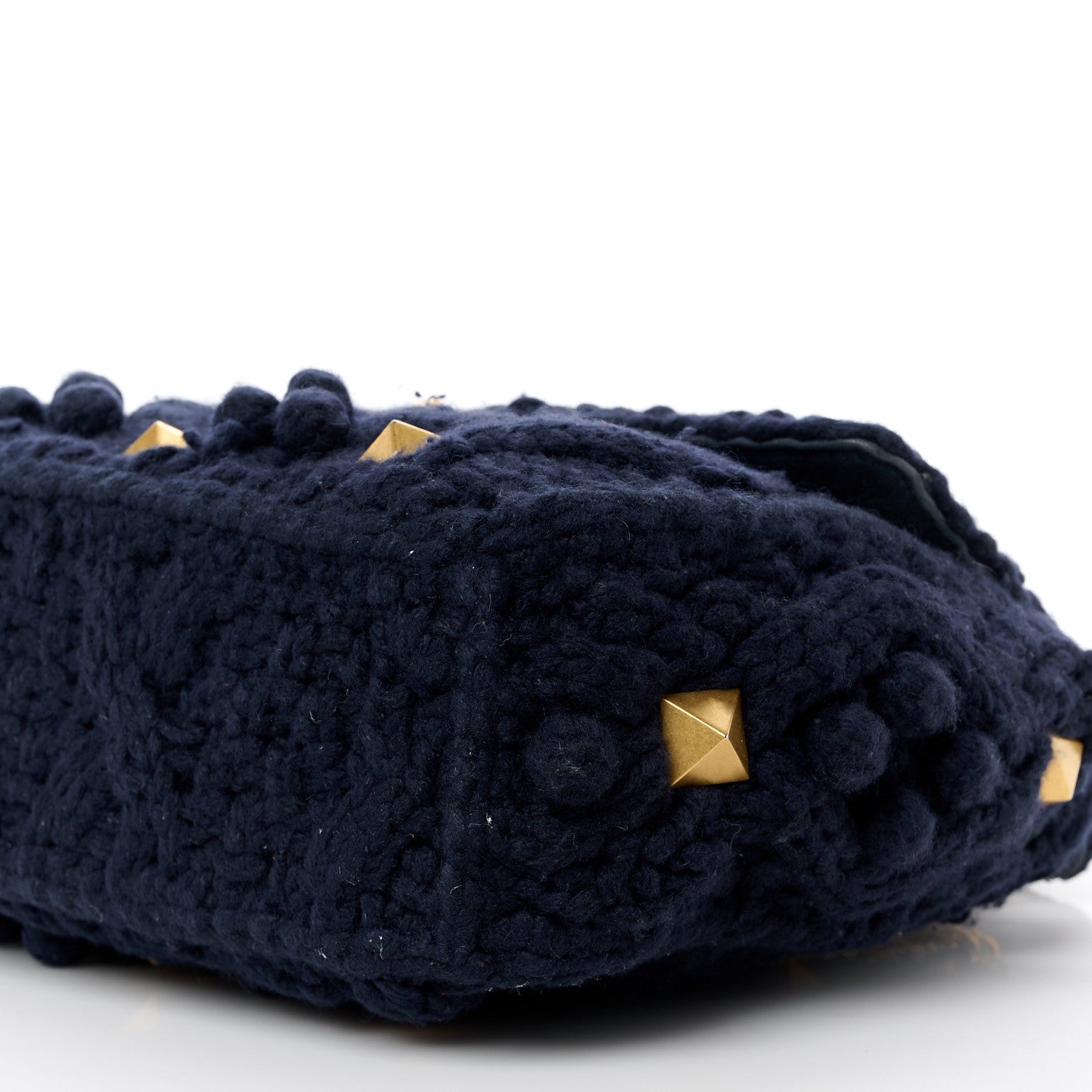 Valentino Garavani Cashmere Medium Roman Stud Shoulder Bag Marine 10 of 12