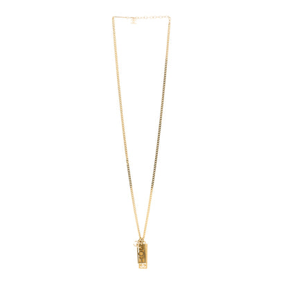 Chanel Metal Crystal CC Boy Pendant Long Necklace Gold 3 of 6