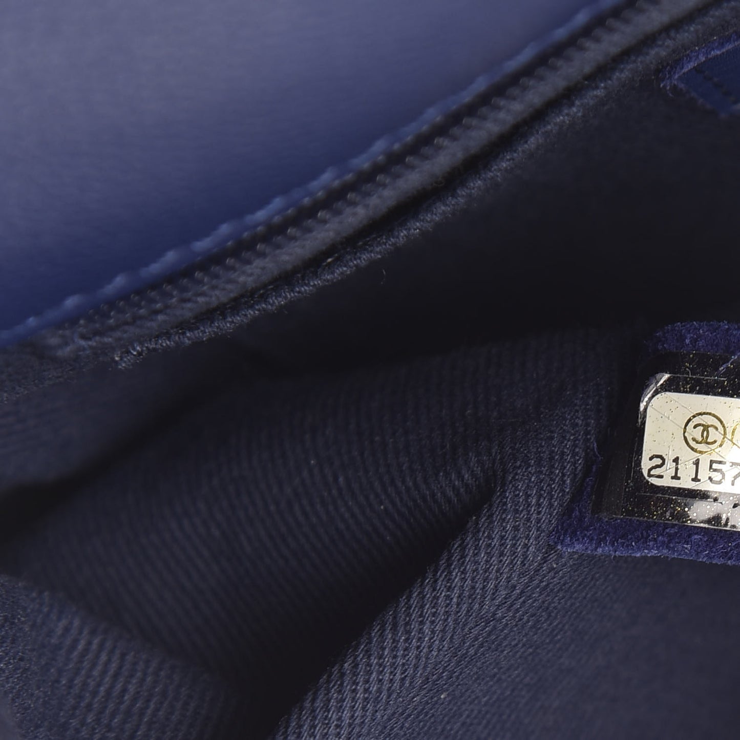Calfskin Quilted CC Curvy Flap Blue