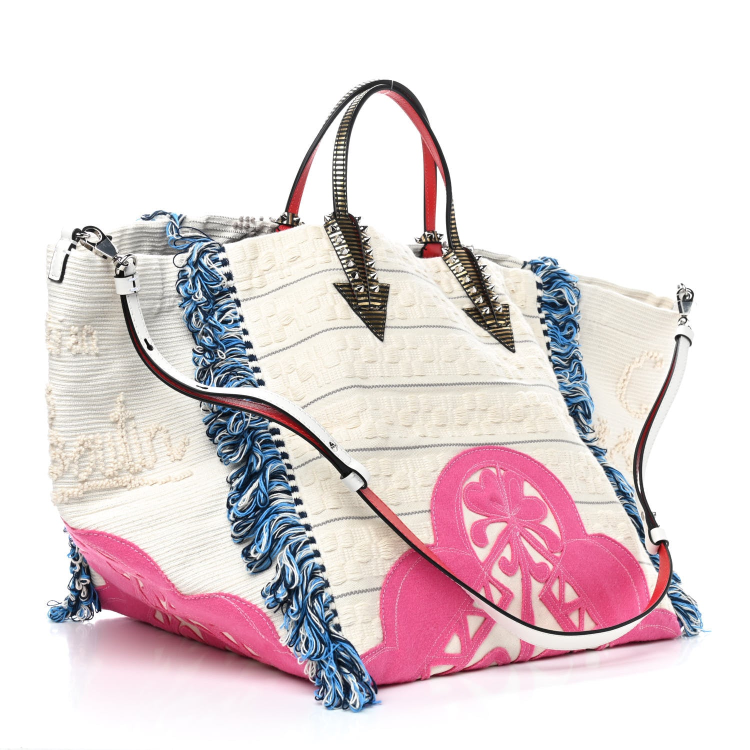 Christian Louboutin Cotton Embroidered Portugaba Tote Ivory Multi 3 of 8