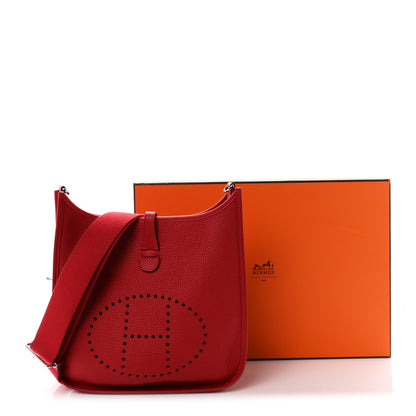 Hermes Taurillon Clemence Evelyne III PM Rouge Casaque 11 of 11