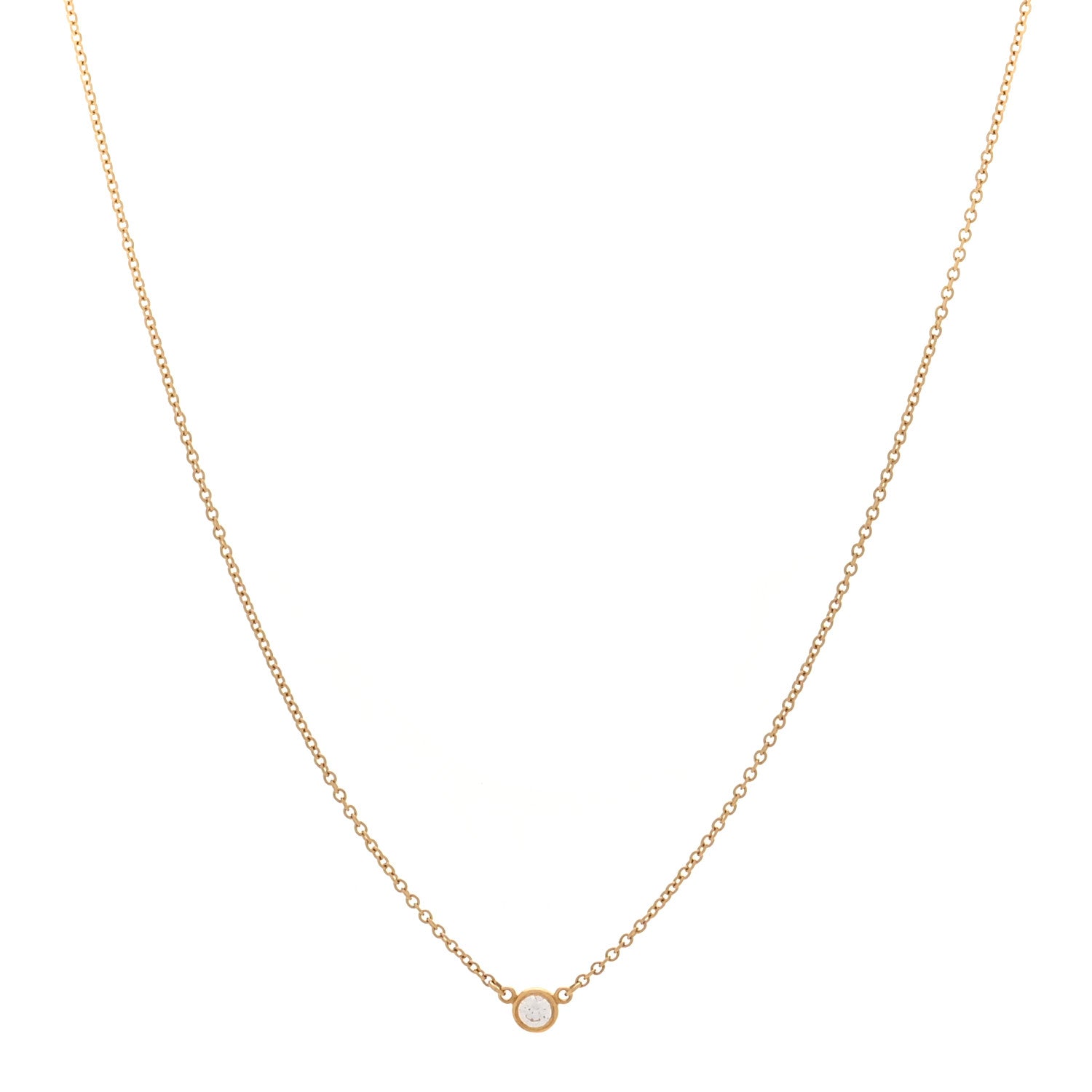 Tiffany 18K Yellow Gold Diamond .08ct Elsa Peretti Diamonds by the Yard Pendant Necklace 1 of 7