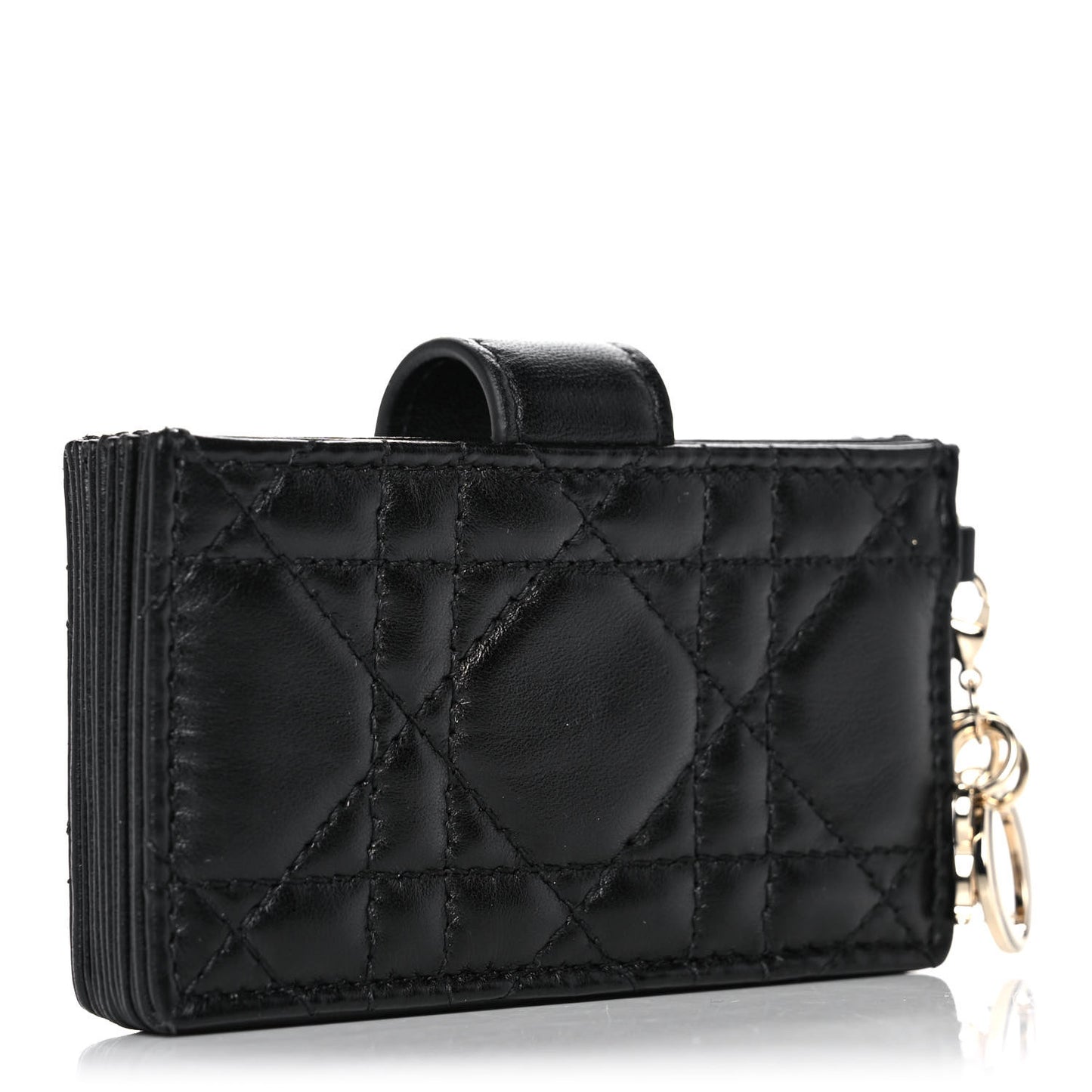 Lambskin Cannage Lady Dior 5-Gusset Card Holder Black