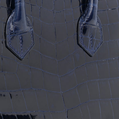 Hermes Shiny Niloticus Crocodile Birkin 25 Bleu Saphir 13 of 20