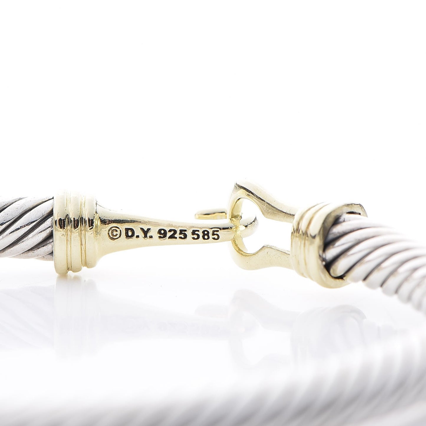Sterling Silver 14K Yellow Gold 5mm Cable Classic Buckle Bracelet