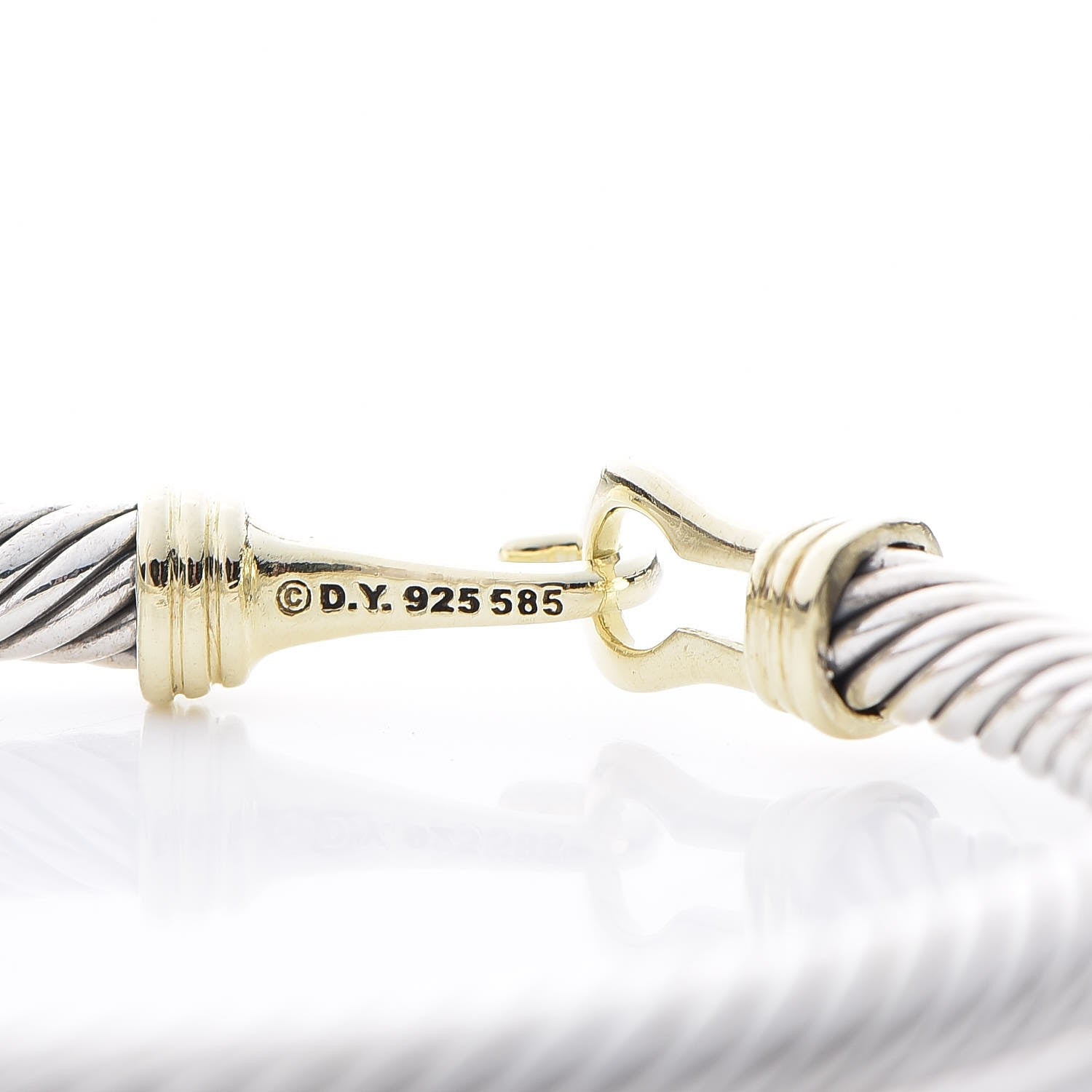 David Yurman Sterling Silver 14K Yellow Gold 5mm Cable Classic Buckle Bracelet 4 of 4