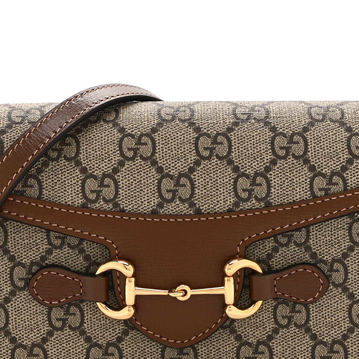 Gucci GG Supreme Monogram Mini Horsebit 1955 Shoulder Bag Beige Brown Sugar 8 of 12