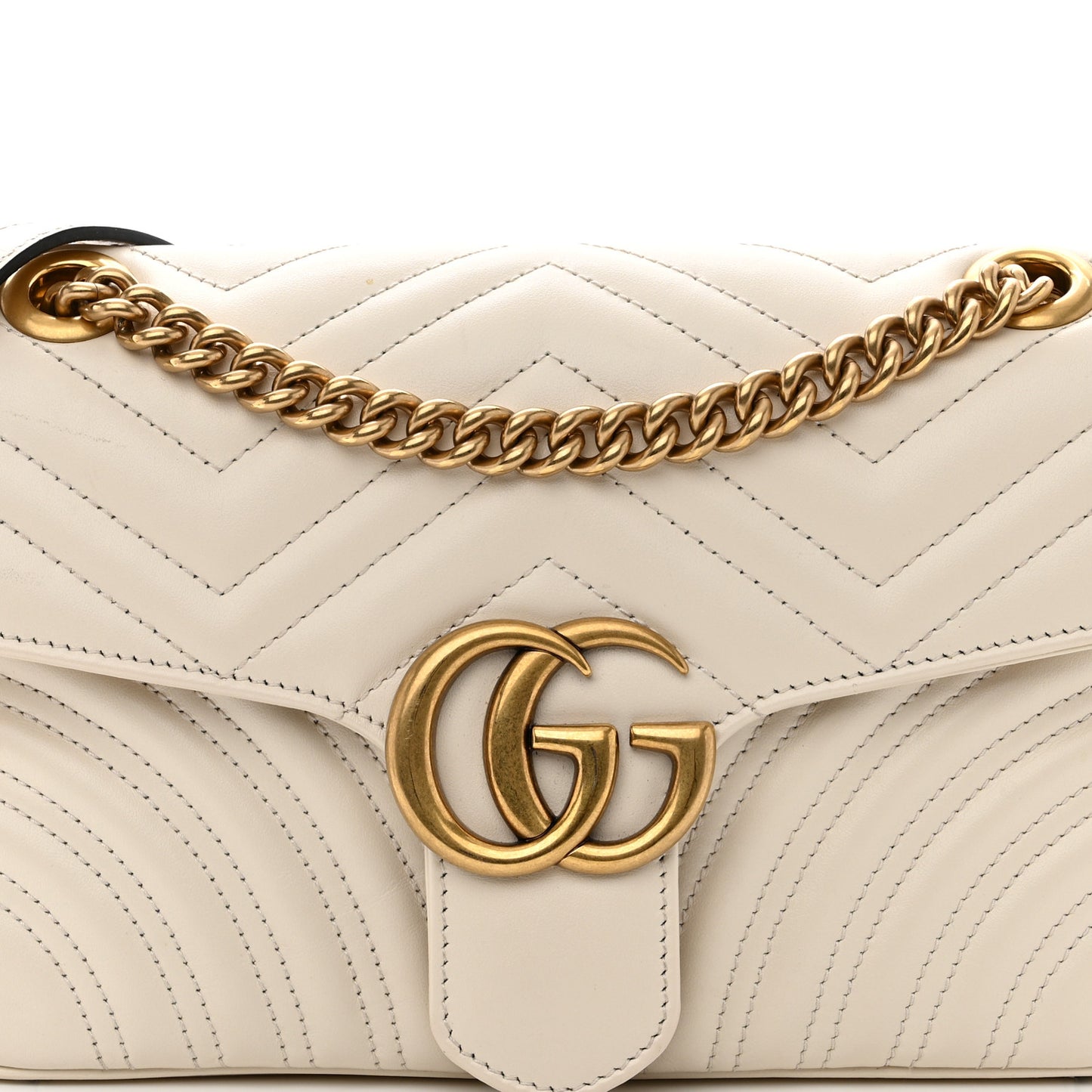 Calfskin Matelasse Small GG Marmont Shoulder Bag White