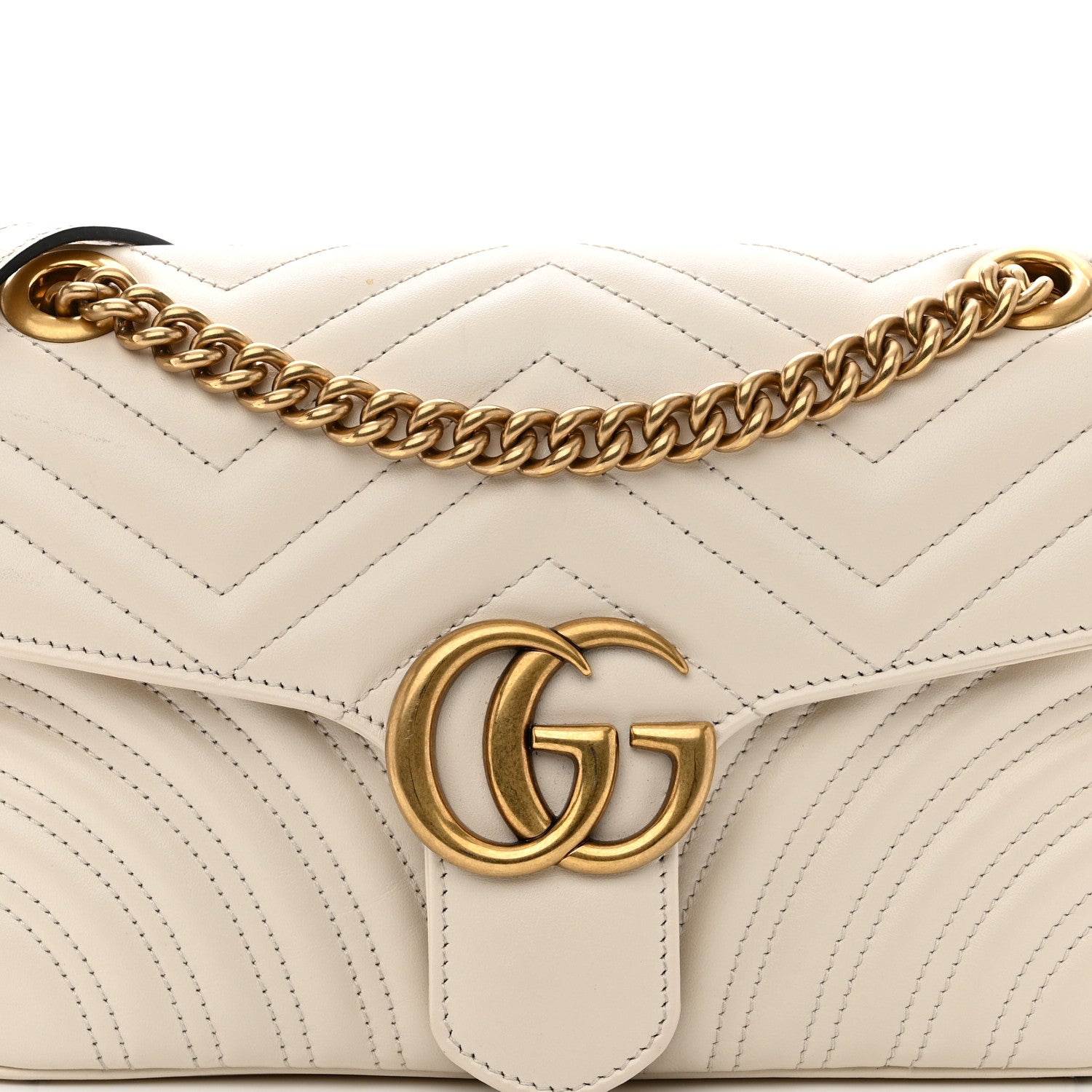 Gucci Calfskin Matelasse Small GG Marmont Shoulder Bag White 8 of 11