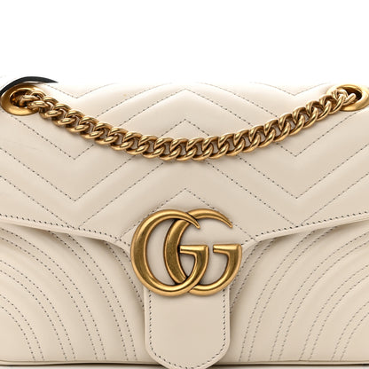 Gucci Calfskin Matelasse Small GG Marmont Shoulder Bag White 8 of 11