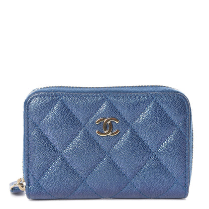 Chanel Iridescent Caviar Quilted Zip Coin Purse Dark Blue 1 of 8