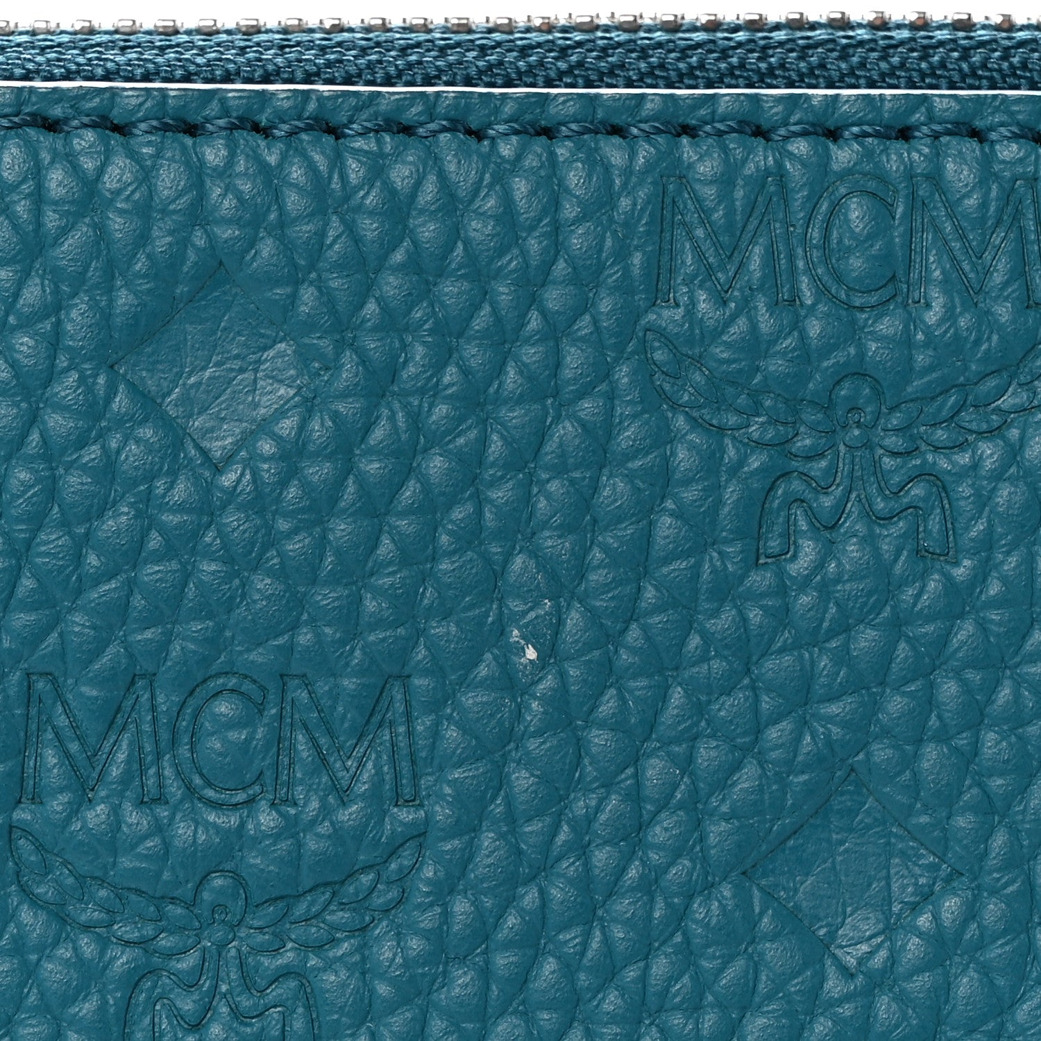 MCM Calfskin Ottomar Monogram Medium Tivitat Document Holder Teal 11 of 11