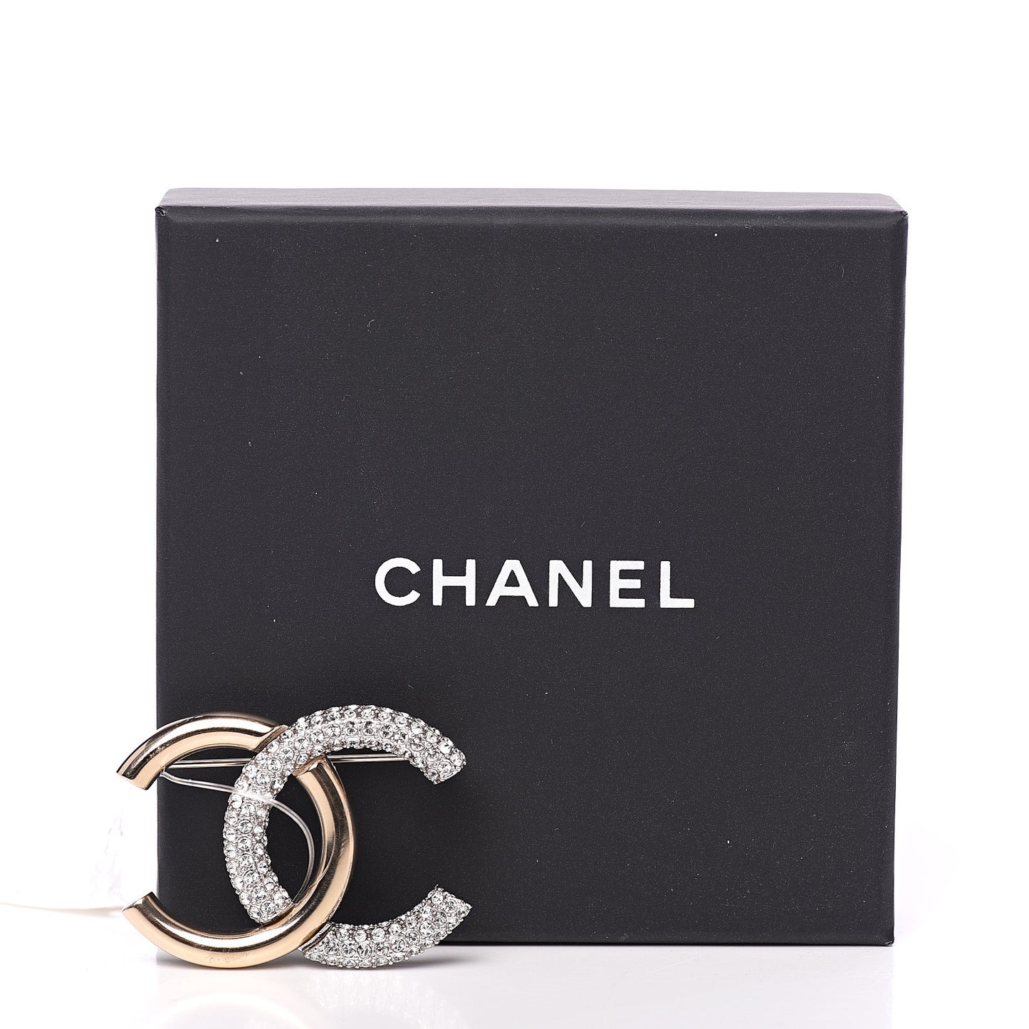 Crystal CC Brooch Light Gold