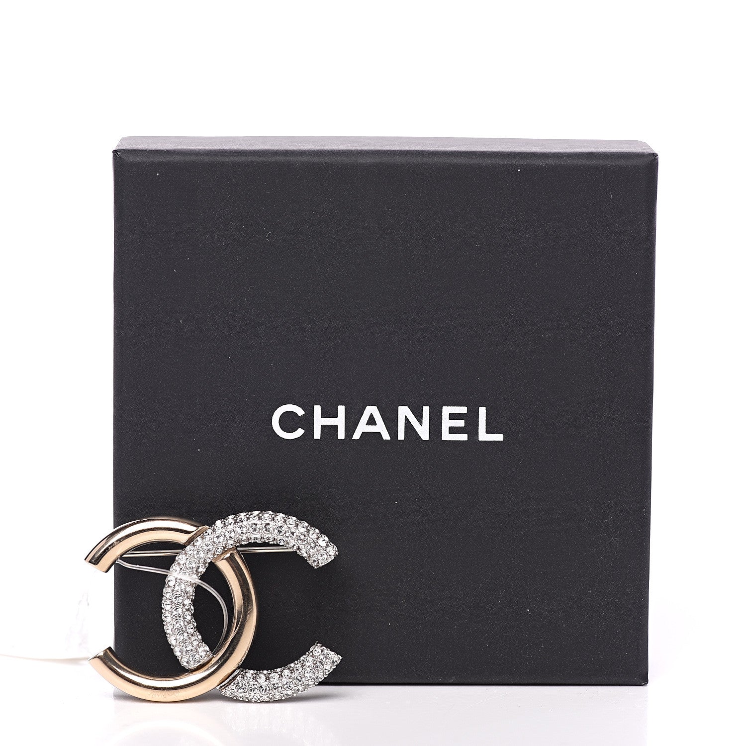 Chanel Crystal CC Brooch Light Gold 4 of 4