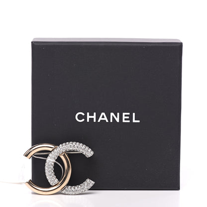 Chanel Crystal CC Brooch Light Gold 4 of 4