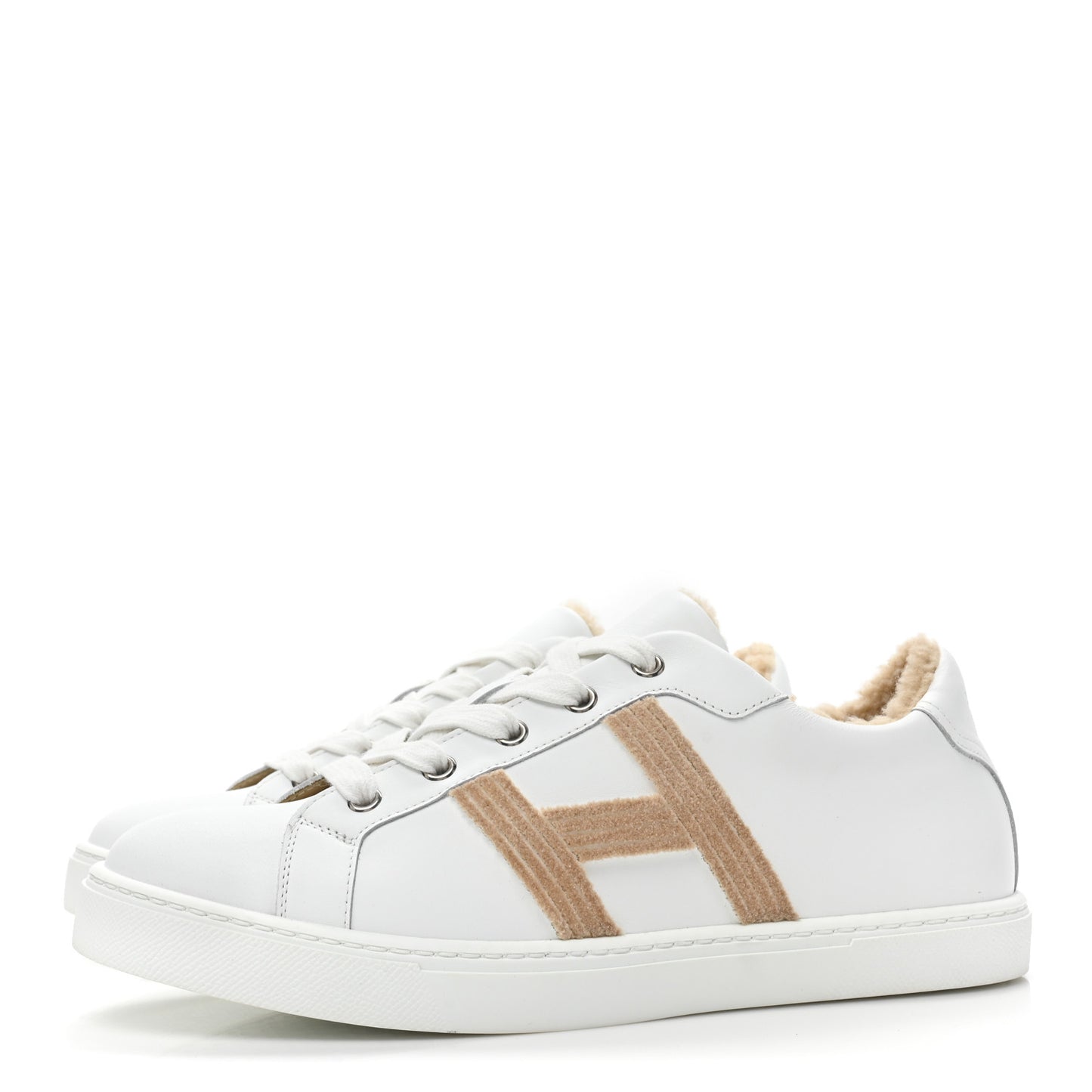 Calfskin Woolskin Womens Avantage Sneakers 39 White