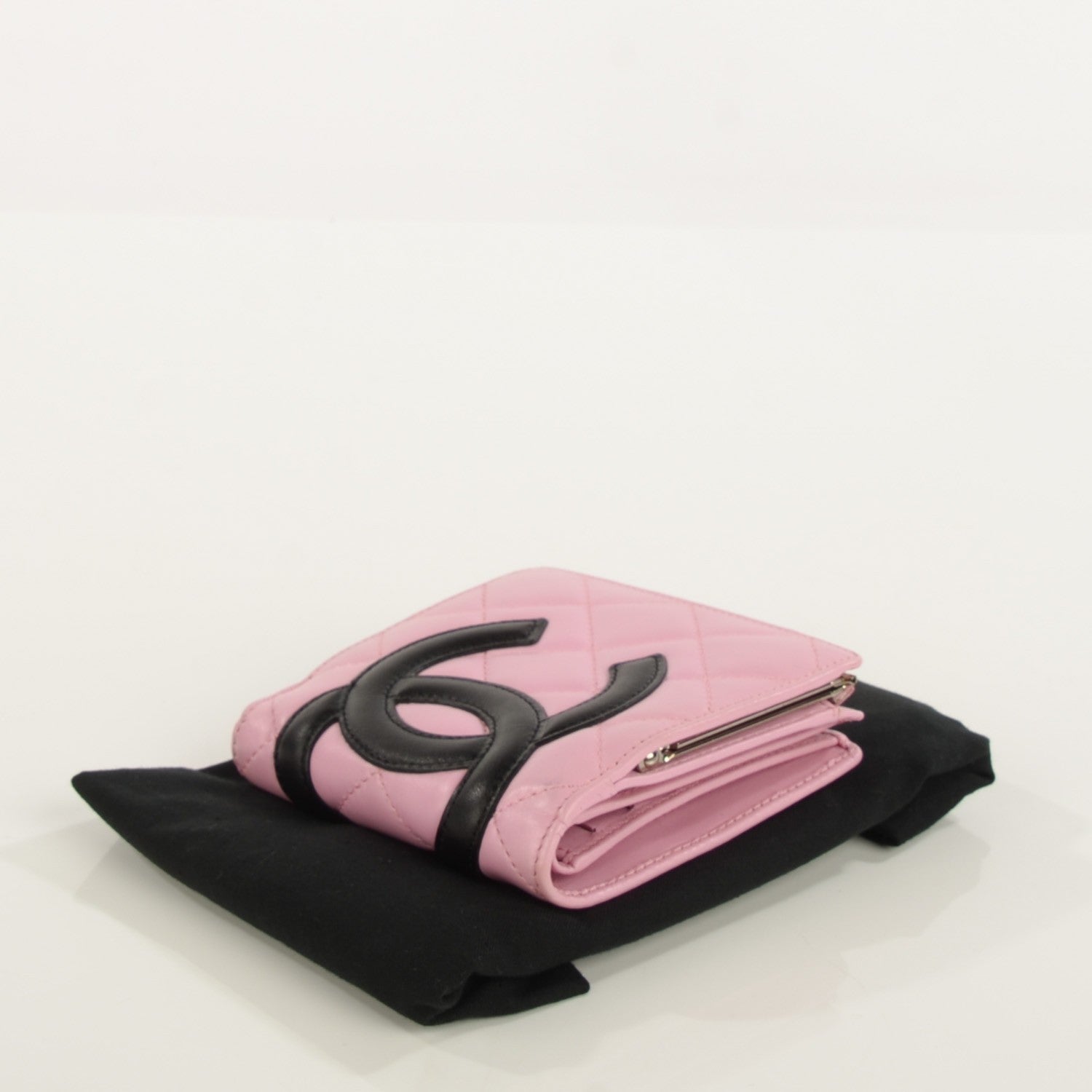 Chanel Calfskin Quilted Cambon Bi-Fold Wallet Pink Black 4 of 8