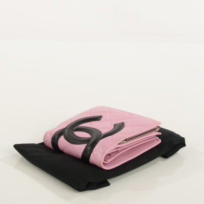 Chanel Calfskin Quilted Cambon Bi-Fold Wallet Pink Black 4 of 8