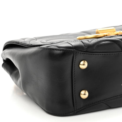 Salvatore Ferragamo Calfskin Quilted Gancini Small Top Handle Flap Bag Black 8 of 9