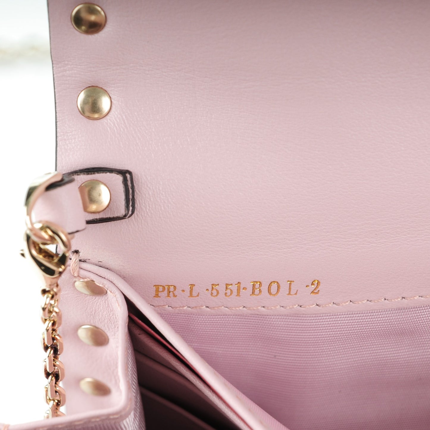 Calfskin Rockstud Flap Wallet on Chain Water Rose