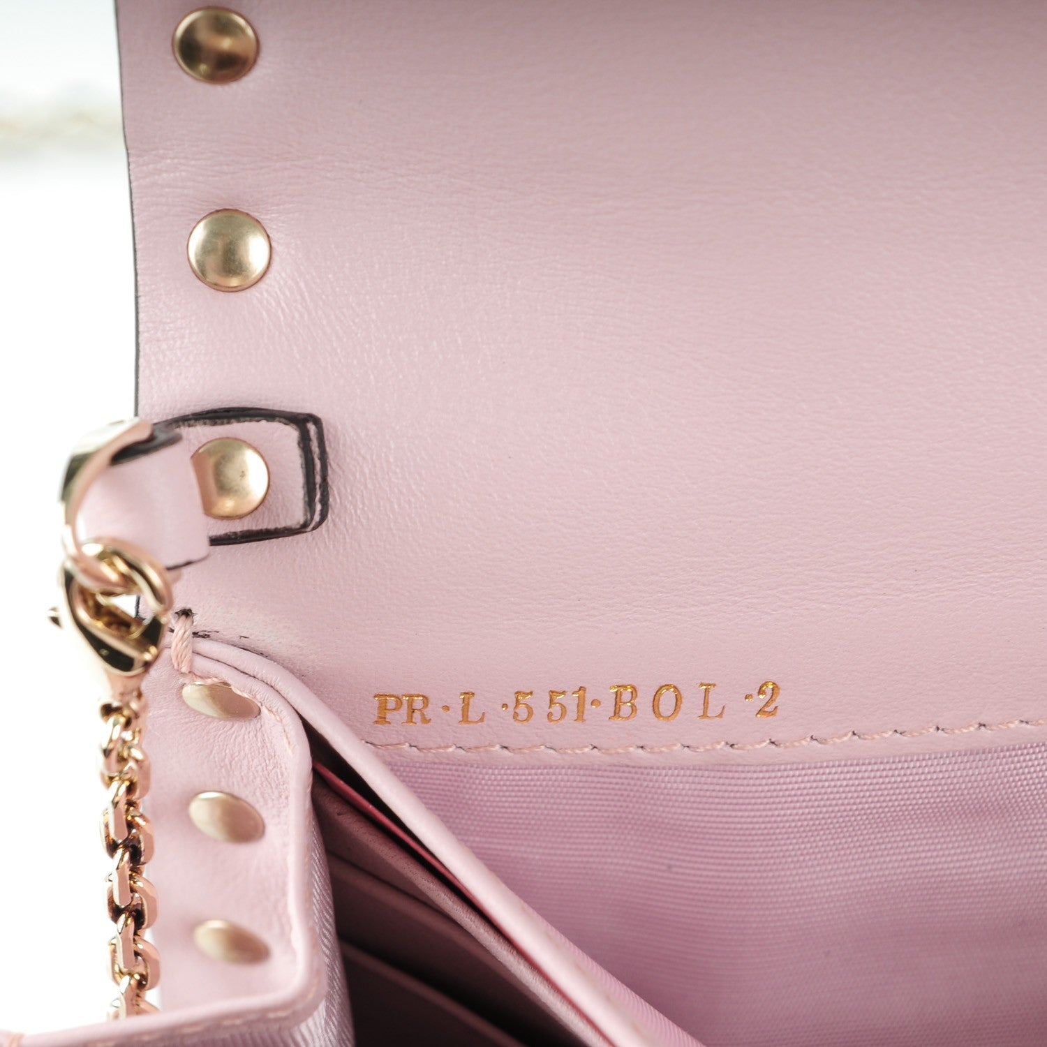 Valentino Garavani Calfskin Rockstud Flap Wallet on Chain Water Rose 8 of 8