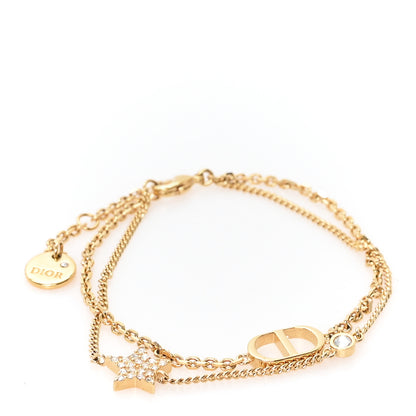 Christian Dior Metal Crystal Petit CD Double Bracelet Gold 1 of 5